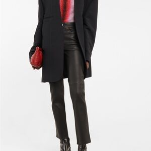 NWT black leather 70s straight leg pants